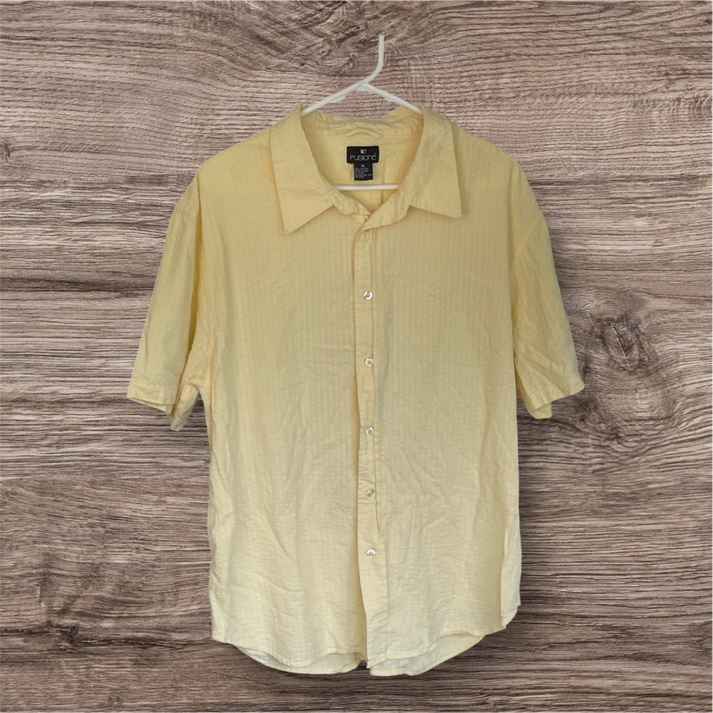 Yellow Casual Button Down Shirt with Relaxed Fit